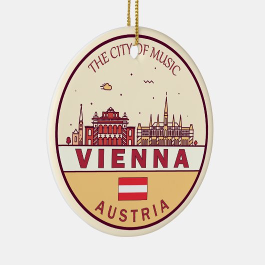 Wenen Oostenrijk City Skyline Emblem Keramisch Ornament (Rechts)