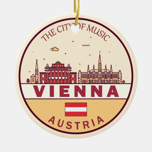Wenen Oostenrijk City Skyline Emblem Keramisch Ornament (Voorkant)