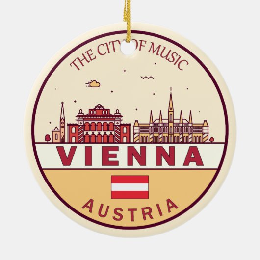 Wenen Oostenrijk City Skyline Emblem Keramisch Ornament (Achterkant)