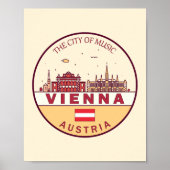 Wenen Oostenrijk City Skyline Emblem Poster (Voorkant)