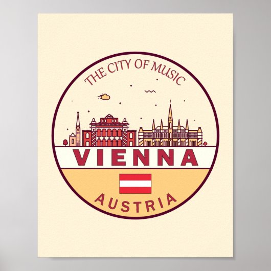 Wenen Oostenrijk City Skyline Emblem Poster