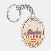 Wenen Oostenrijk City Skyline Emblem Sleutelhanger (Voorkant Links)