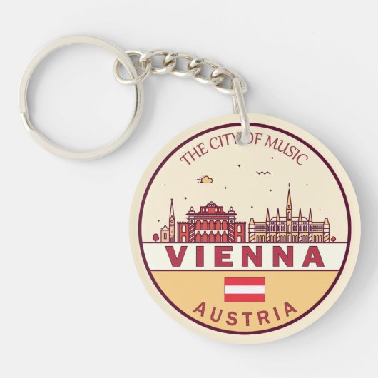 Wenen Oostenrijk City Skyline Emblem Sleutelhanger (Voorkant)