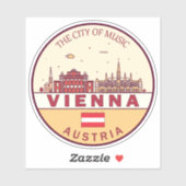 Wenen Oostenrijk City Skyline Emblem Sticker (Vel)