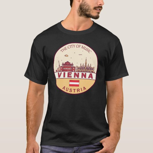 Wenen Oostenrijk City Skyline Emblem T-shirt (Voorkant)