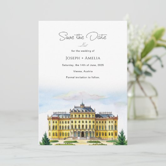 Wenen Oostenrijk Destination Wedding Save the Date (Staand voorkant)