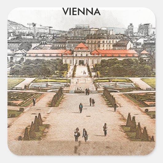 Wenen Oostenrijk Historisch Panorama Uitzicht Vierkante Sticker (Voorkant)