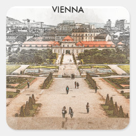 Wenen Oostenrijk Historisch Panorama Uitzicht Vierkante Sticker