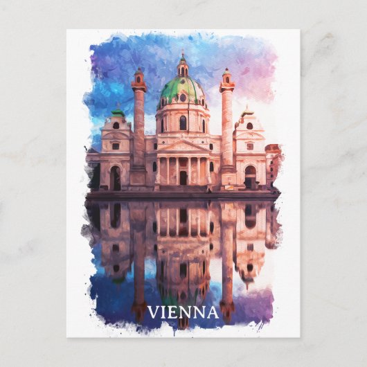 Wenen Oostenrijk Karlskirche Kerk Waterverf Briefkaart (Voorkant)