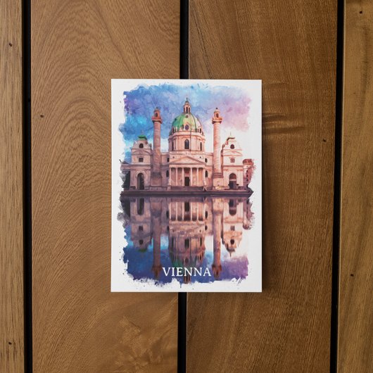 Wenen Oostenrijk Karlskirche Kerk Waterverf Briefkaart