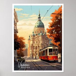 Wenen Oostenrijk Kunst Vintage Reizen Illustratie Poster