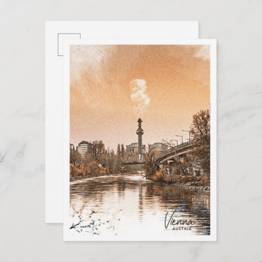 Wenen Oostenrijk Mooi kleurenschetslandschap Briefkaart (Voorkant / Achterkant)