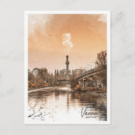 Wenen Oostenrijk Mooi kleurenschetslandschap Briefkaart