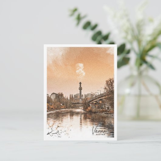 Wenen Oostenrijk Mooi kleurenschetslandschap Briefkaart (Staand voorkant)