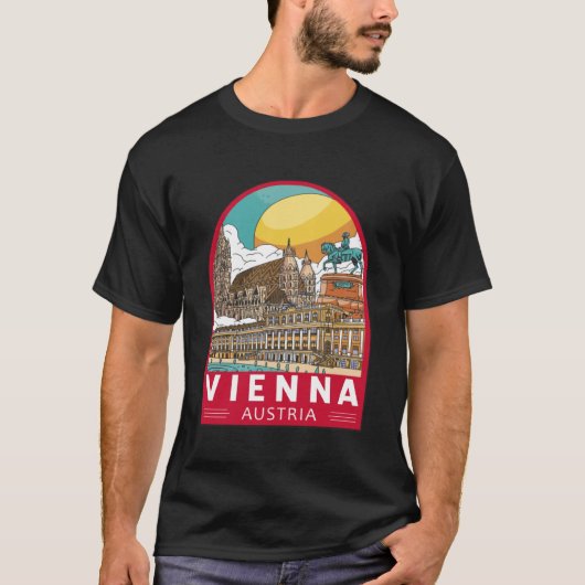 Wenen Oostenrijk Reizen Retro Embleem T-shirt (Voorkant)