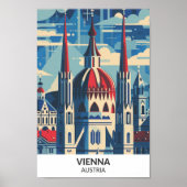 Wenen Oostenrijk Retro Kunstwerk Reizen Poster (Voorkant)