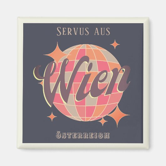 Wenen Oostenrijk Retro Magneet (Voorkant)