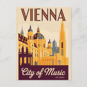 Wenen Oostenrijk Retro Silhouette Stadsgezicht Rei Briefkaart