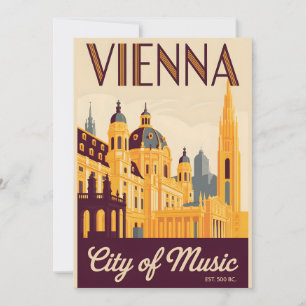Wenen Oostenrijk Retro Silhouette Stadsgezicht Rei Feestdagenkaart