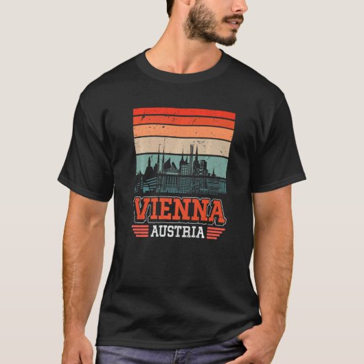 Wenen Oostenrijk Retro  Sunset Skyline Wenen T-shirt (Voorkant)