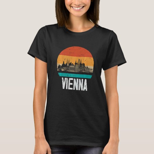 Wenen Oostenrijk Retro Sunset Skyline Wenen T-shirt (Voorkant)