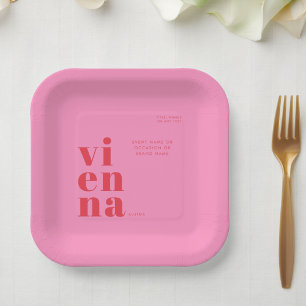 Wenen Oostenrijk rode roze typografie Papieren Bordje