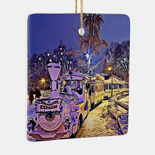 Wenen, Oostenrijk Snowy Train Christmas Ornament (Rechts)