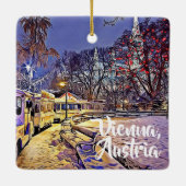 Wenen, Oostenrijk Snowy Train Christmas Ornament (Achterkant)