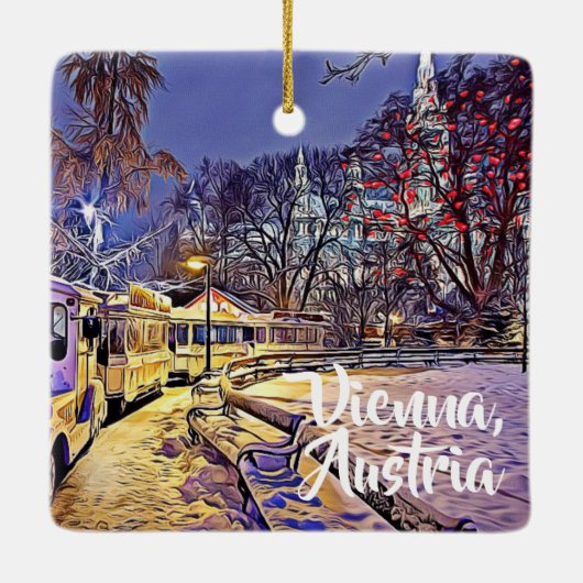 Wenen, Oostenrijk Snowy Train Christmas Ornament (Achterkant)