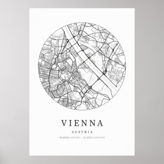 Wenen Oostenrijk Stadsplattegrond Poster (Voorkant)