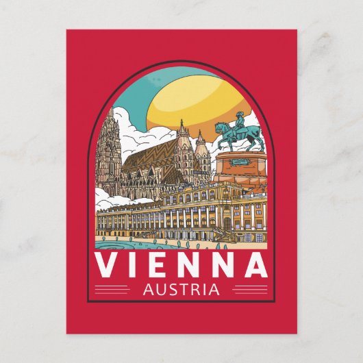 Wenen Oostenrijk Travel Retro Emblem Briefkaart (Voorkant)