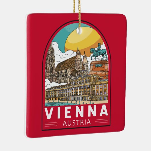 Wenen Oostenrijk Travel Retro Emblem Keramisch Ornament (Rechts)