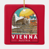 Wenen Oostenrijk Travel Retro Emblem Keramisch Ornament (Achterkant)