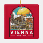 Wenen Oostenrijk Travel Retro Emblem Keramisch Ornament (Voorkant)