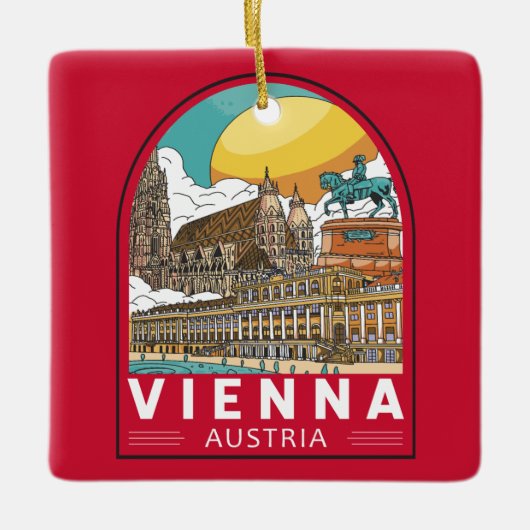 Wenen Oostenrijk Travel Retro Emblem Keramisch Ornament (Voorkant)