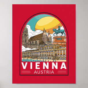 Wenen Oostenrijk Travel Retro Emblem Poster