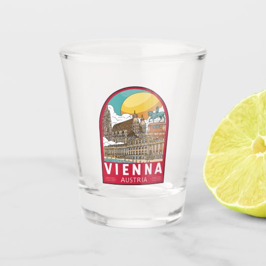 Wenen Oostenrijk Travel Retro Emblem Shot Glas (Voorkant)