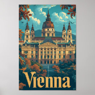 Wenen Oostenrijk Vintage Kunst Reisillustratie Poster