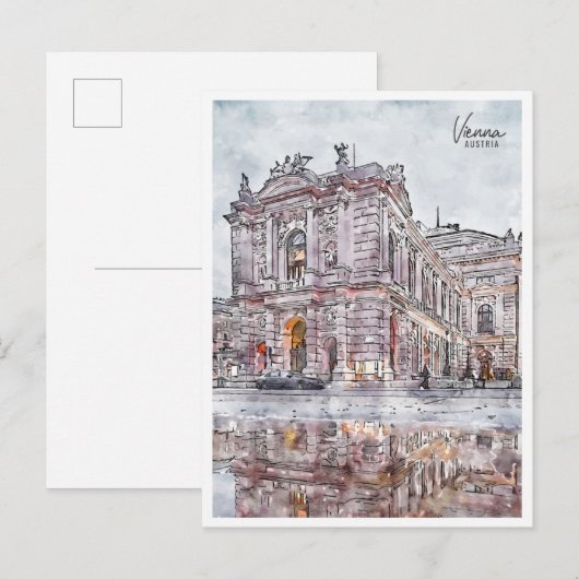 Wenen Oostenrijk vintage reizen waterverf Briefkaart (Voorkant / Achterkant)