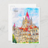 Wenen Oostenrijk vintage reizen waterverf Briefkaart (Voorkant / Achterkant)