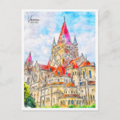 Wenen Oostenrijk vintage reizen waterverf Briefkaart (Voorkant)