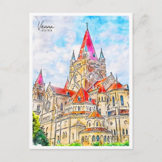 Wenen Oostenrijk vintage reizen waterverf Briefkaart (Voorkant)