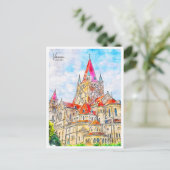 Wenen Oostenrijk vintage reizen waterverf Briefkaart (Staand voorkant)