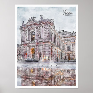 Wenen Oostenrijk vintage reizen waterverf Poster