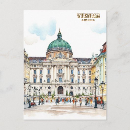 Wenen Oostenrijk Waterverf Schilderij Briefkaart (Voorkant)