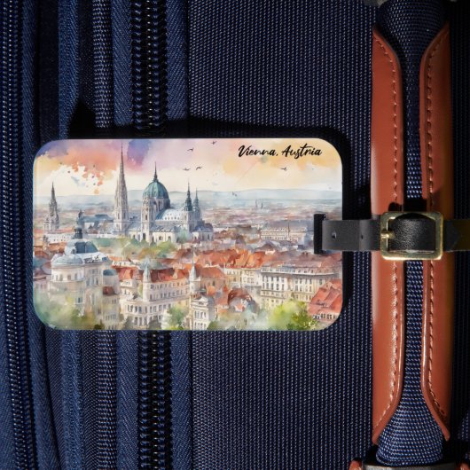Wenen Oostenrijk Waterverf schilderij Panorama Uit Bagagelabel (Voorkant Insitu 4)