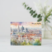 Wenen Oostenrijk Waterverf schilderij Panorama Uit Briefkaart (Staand voorkant)