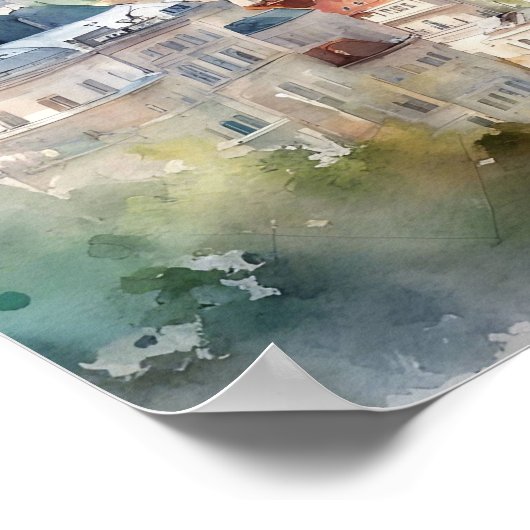 Wenen Oostenrijk Waterverf schilderij Panorama Uit Poster (Hoek)