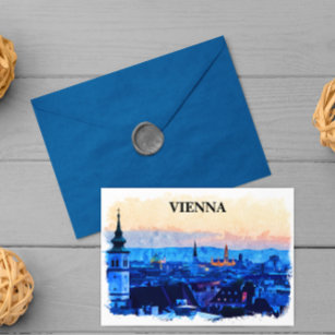 Wenen Oostenrijk Waterverf Stad Uitzicht Briefkaart