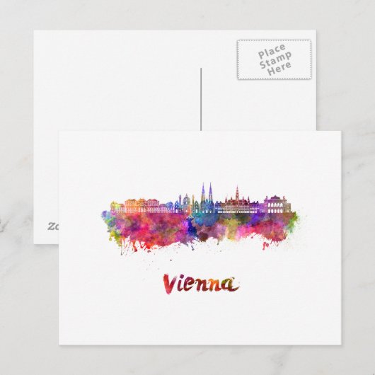 Wenen skyline in waterverf briefkaart (Voorkant / Achterkant)